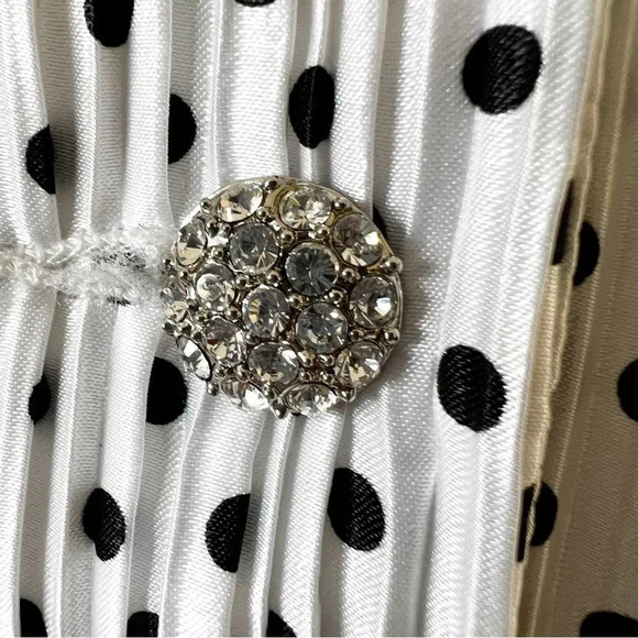 Cachet Evening White Crinkle Jacket Black Dot Sparkle Button Size 8 New With Tag - Picture 5 of 9